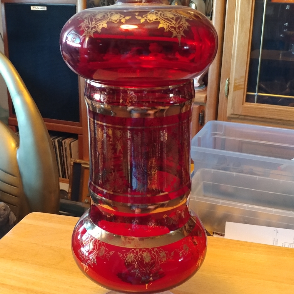 Cranberry Flash Glass Compote Candy Dish